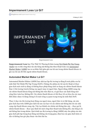 Impermanent Loss Là Gì? Giải Thích Về Tổn Thất Vô Thường Trong DeFi