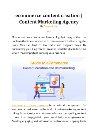 ecommerce content creation  Content Marketing Agency - Paxcom India