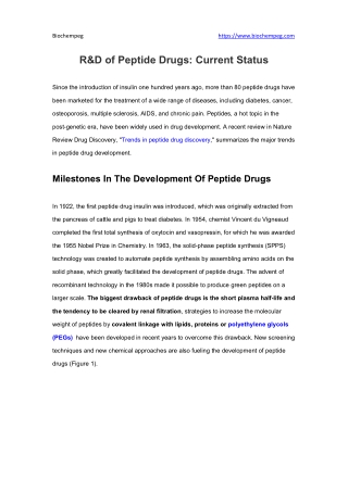 R&D of Peptide Drugs Current Status