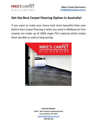 Get the Best Carpet Flooring Option in Australia! - Mikes Carpet