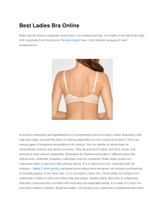 Best Ladies Bra Online