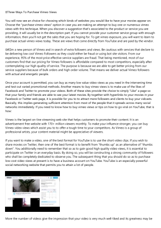 Sage Advice About buy real vimeo views From a Five-Year-Old