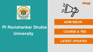 Pt Ravishankar Shukla University - [PRSU], Raipur