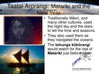 Taatai Arorangi: Matariki and the New Year