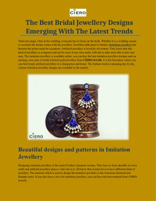 The Best Bridal Jewellery Designs Emerging With The Latest Trends