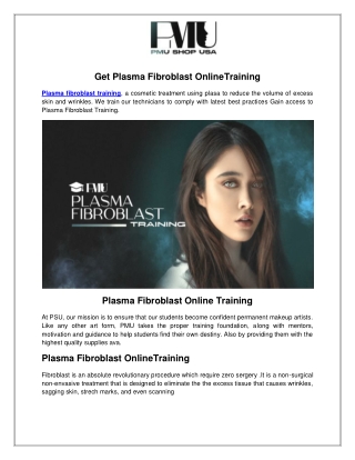 Get Best Plasma Fibroblast Training