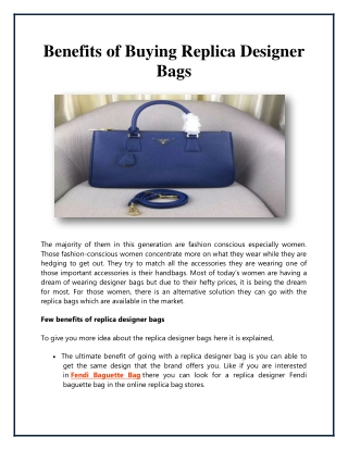 Benefits of Buying Replica Designer Bags