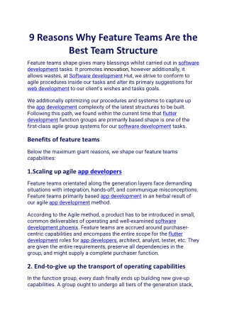 9 Reasons Why Feature Teams Are the Best Team Structure