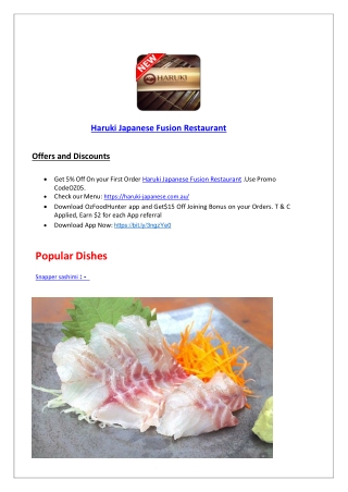 15% Off - Haruki Camden Japanese takeaway restaurant, NSW