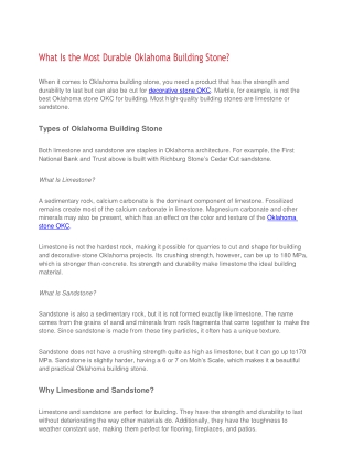 What Is the Most Durable Oklahoma Building Stone