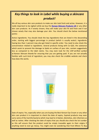 Key things to look in Label while buying a skincare product!
