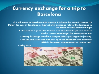 Valutawissel voor een reis naar Barcelona