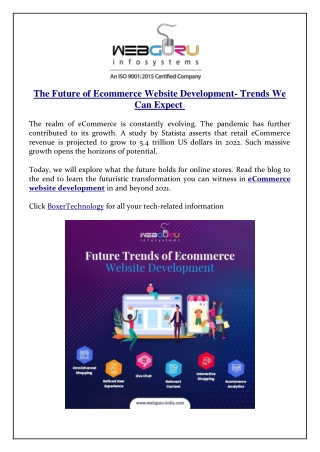 The Future of Ecommerce Website Development- Trends We Can Expect