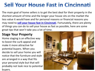 Sell Your House Fast in Cincinnati