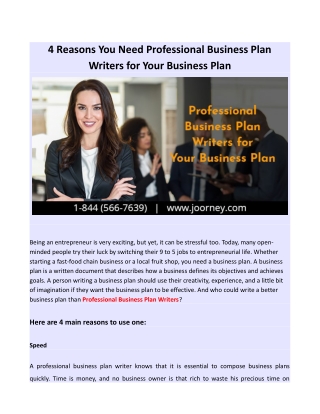 4 Reasons You Need Professional Business Plan Writers for Your Business Plan