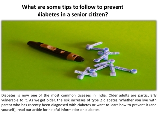 Diabetes Prevention Advice for Seniors