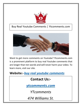 Buy Real Youtube Comments | Ytcomments.com