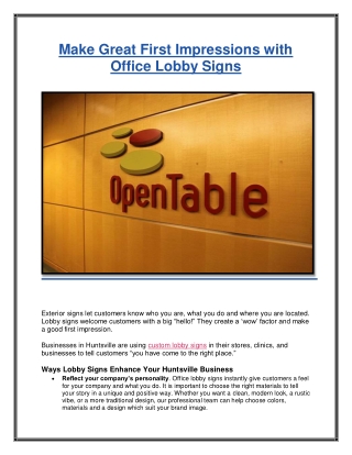 Choose the Right Lobby Sign for Your Business