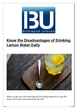 Know the Disadvantages of Drinking Lemon Water Daily