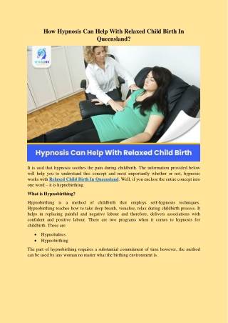 How Hypnosis Can Help With Relaxed Child Birth In Queensland