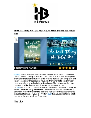 The Last Thing He Told Me- We All Have Stories We Never Tell