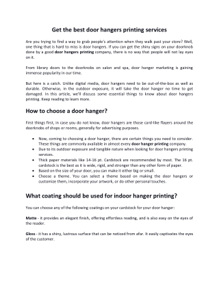 Get the best door hangers printing services