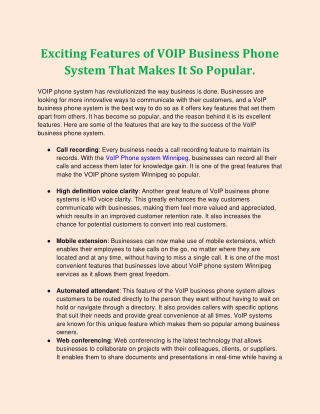 Exciting Features of VOIP Business Phone System That Makes It So Popular