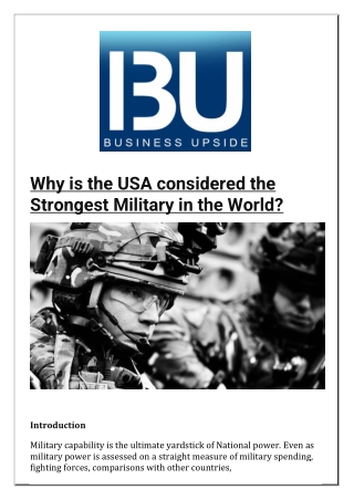 Why is the USA considered the Strongest Military in the World