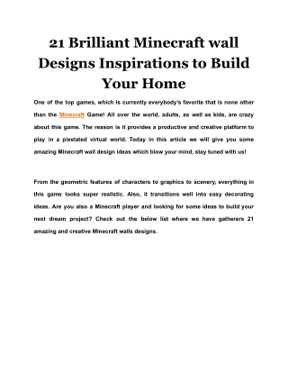 21 Brilliant Minecraft wall Designs Inspirations to Build Your Home
