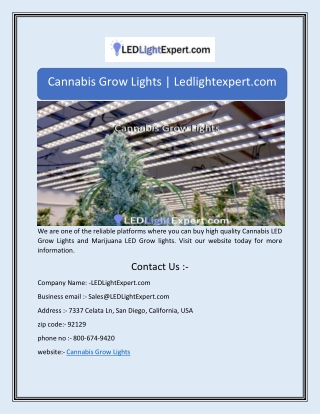 Cannabis Grow Lights | Ledlightexpert.com