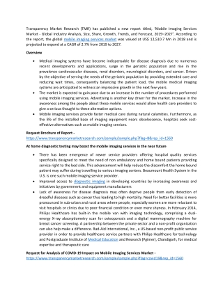 Mobile Imaging Services Market Value Projected to Expand by 2027