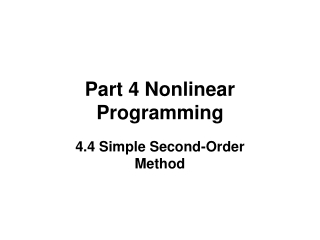 Part 4 Nonlinear Programming
