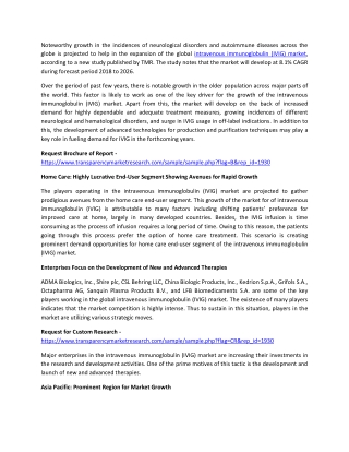 Intravenous Immunoglobulin (IVIg) Market to Record an Exponential CAGR by 2026
