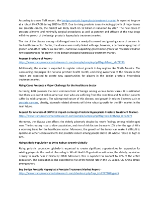 Benign Prostatic Hyperplasia Prostate Treatment Market Future Opportunities 2027