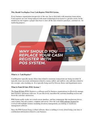 Why should your replace your cash register with POS System