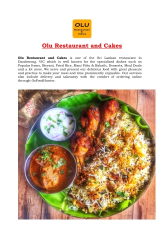 5% Off - Olu Restaurant and Cakes Dandenong Takeaway, VIC
