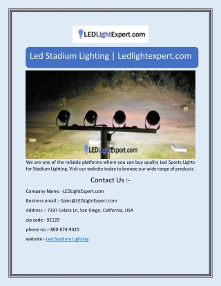 Led Stadium Lighting | Ledlightexpert.com