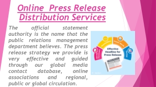 Online  Press Release Distribution Services