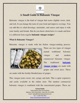 A Small Guide to Balsamic Vinegar