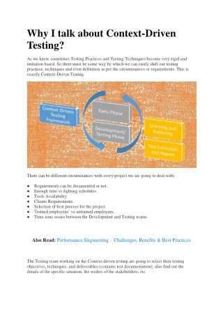 Why I talk about Context Testing