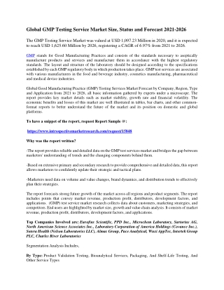 Global GMP Testing Service  Market