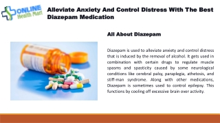 Alleviate Anxiety and Control Distress With The Best Diazepam Medication