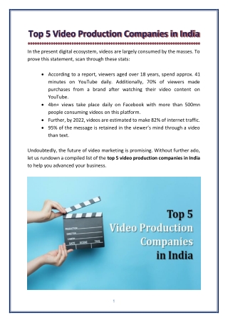 Top 5 Video Production Companies in India