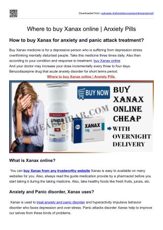 Where to buy Xanax online  Anxiety Pills