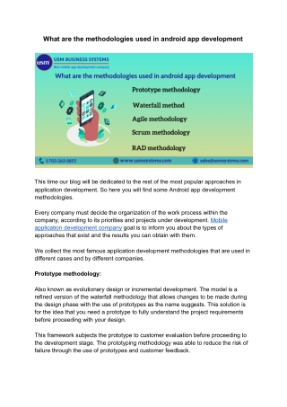 What are the methodologies used in android app development