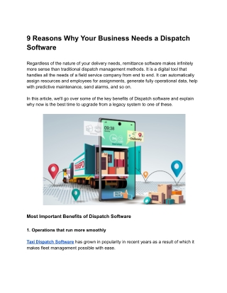 9 Reasons Why Your Business Needs a Dispatch Software