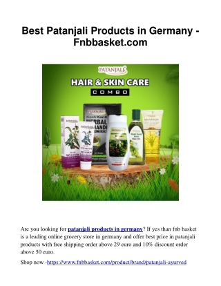 Best Patanjali Products in Germany - Fnbbasket.com