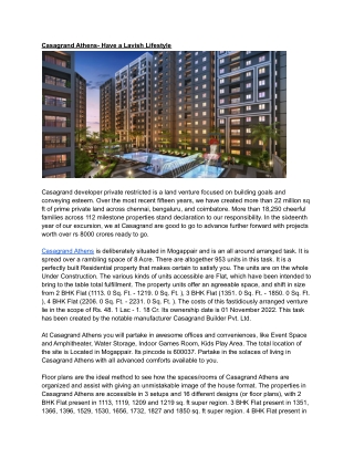 Casagrand Athens- Have a Lavish Lifestyle