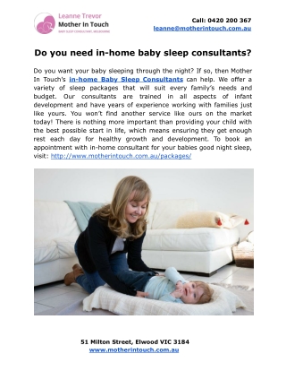 Do you need in-home baby sleep consultants?