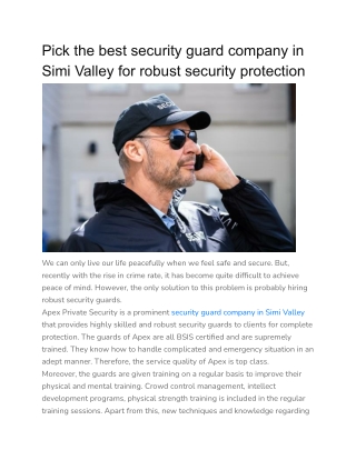 Pick the best security guard company in Simi Valley for robust security protection